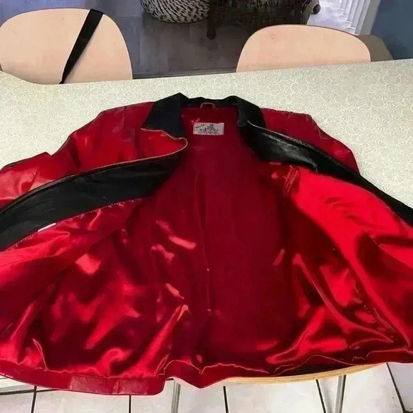 Route Marcopolo Red and Black Soft Italian Lambskin Leather Jacket Womens Sz XL - Picture 3 of 11